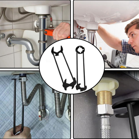 Multifunctional Sink Wrench, 2024 New General Purpose Dual Head Pipe Wrench, Under Sink Wrench Faucet Tool, Basin Wrench, Multifunctional Sink Wre...