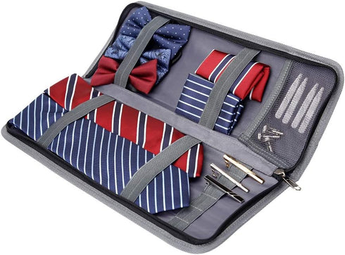 Modoker Mens Gift Tie Case for Travel Necktie Carrier Organizer Bag Storage Cufflinks and Suit Accessories,Blue...