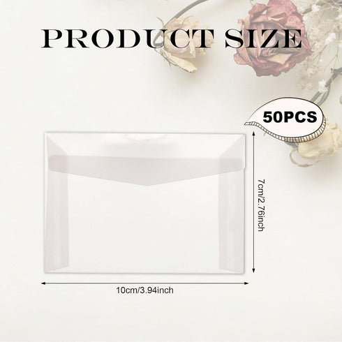 50pcs Glassine Envelopes, 3.94x2.76in Lottery Ticket Envelopes for Stamps, Storing Photos, Lottery Tickets, Badges, Postcards Clear Bags for Frien...