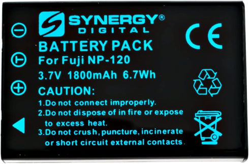 SDNP120 Battery (lion, 3.7V 1800 mAh) - Replacement for Fuji NP-120, Pentax D-LI7 & Ricoh DB-43 Batteries For Fujifilm FinePix F410Z, Pentax Optio...