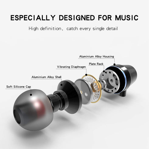 3 Packs Metal Wired Earbuds, Earphones with Remote & Microphone, Deep Bass Clear Sound, Tangle Free, Noise Isolating, Fits 3.5mm Jack iPhone iPad ...