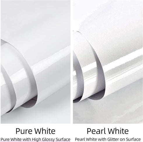 TANONE Glossy White Contact Paper for Countertops, 17.7" X 118" White Peel and Stick Wallpaper for Cabinets, SelfAdhesive Removable Waterproof Vin...