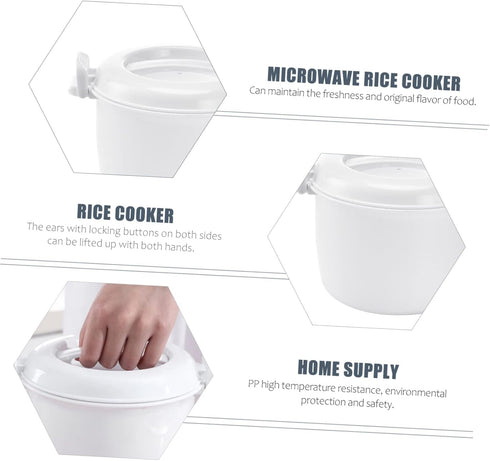 Rice Cooker Small Non-stick Pot Rice Maker Cooker Microwave Rice Maker Microwave Bowl with Lid Microwave Steamer Bowl Rice Making Pan Pasta Cooker...