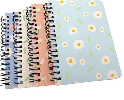 ALIMITOPIA 4 Pack Small Spiral Notepad Journal,Wirebound Ruled Sketch Book Notebook Diary Memo Planner,A6 Size(5.7X4.1) & 80 sheets (Flower B)...