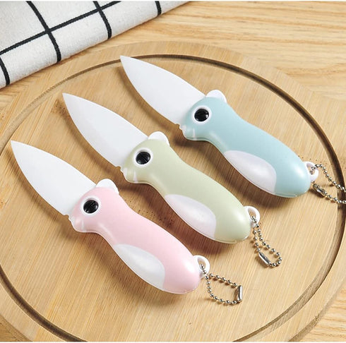 3 PACK Ceramic Paring Knife, Pocket Knife Folding Knife, Super Sharp Blade only 2.3 inch, Fruit Peeling Vegetable Cutting, Easy-to-Carry (3 Color)...