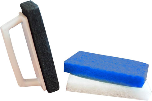 Super Scrubber with Three Different Kinds of Pads - White Brush Body and White/Blue/Black Pads...