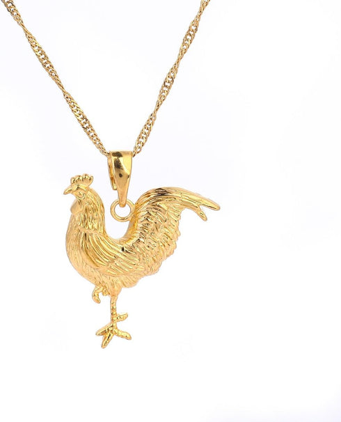 Women Jewelry 24k Gold Plated Animal Rooster Chicken Pendant Necklace Jewelry...