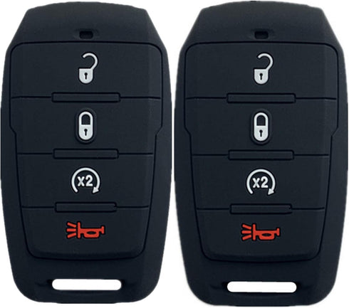 Rpkey Silicone Keyless Entry Remote Control Key Fob Cover Case protector Replacement Fit For 2019-2020 RAM 1500?4-Button?2 black...