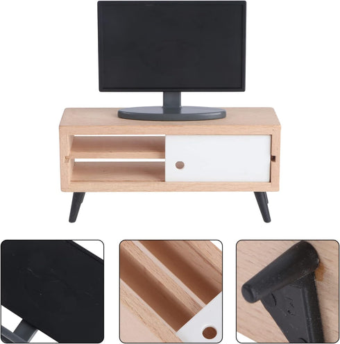 Toyvian 1/12 Scale Dollhouse Miniature Tv Dollhouse Living Room Television Mini Tv Mini Tv Cabinet Doll House Furniture Tiny Tv Set for Dollhouse ...