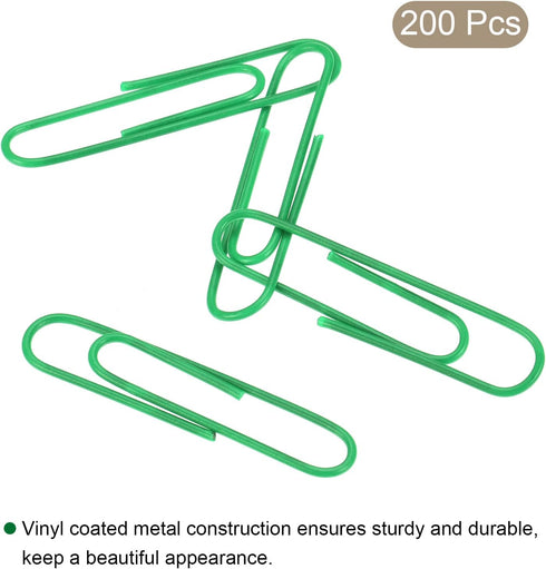 MECCANIXITY Paper Clips Medium Size 2 Inch Vinyl Coated to Prevent Tearing Pages with Box for Organize Office Home Green Count 200...