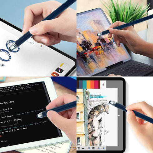 Bundle of 3-Pack 7.3" Extra Long Thin Tip High Precision Universal Capacitive Stylus Pens for Touch Screens and Microfiber Cloth (Black)......