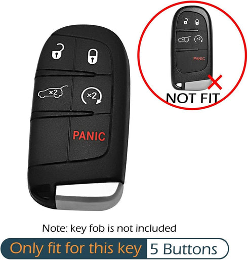 GFDesign 2Pcs Silicone 5 Buttons Key Fob Cover Remote Case Keyless Protector Compatible with Jeep Grand Cherokee Chrysler 300 200 Dodge Charger Ch...