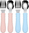 Toddler Utensils, 4PCS Fork and Spoon Kids Silverware with Silicone Handle Stainless Steel Utensils for Babies...