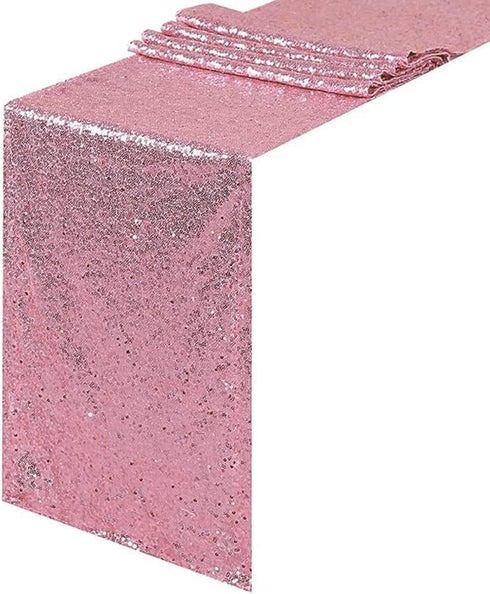 JYFLZQ Rose Pink Sequin Table Runner 12" x 72" Sparkly Pink Metallic Table Runner Glitter Sequin Runner for Table Birthday Party Event Decorations...