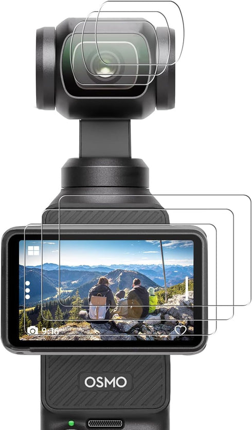 FiTSTILL 3pcs Lens Protector+3pcs LCD Screen Protector for DJI Osmo Pocket 3 Camera,0.24mm 9H Hardness Ultra-Clear Tempered Glass Film Guard Touch...