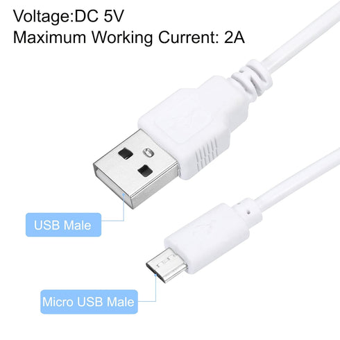 MECCANIXITY USB Cable with 501 ON/Off Switch, USB Male to Micro USB Male Power Cable 100cm for Digital Equipment LED Desk Lamp LED Strip White Pac...