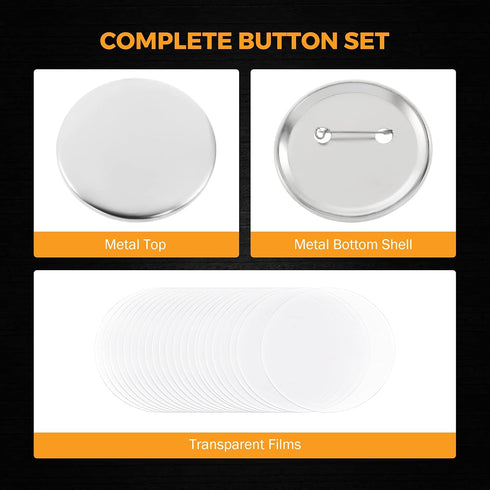 BEAMNOVA 100 Sets of Metal Button Supplies Blank 32mm / 1.26 in (Approx. 1-1/4 inch) for Button Maker Machine, Slick Metallic Back, Badge Making P...