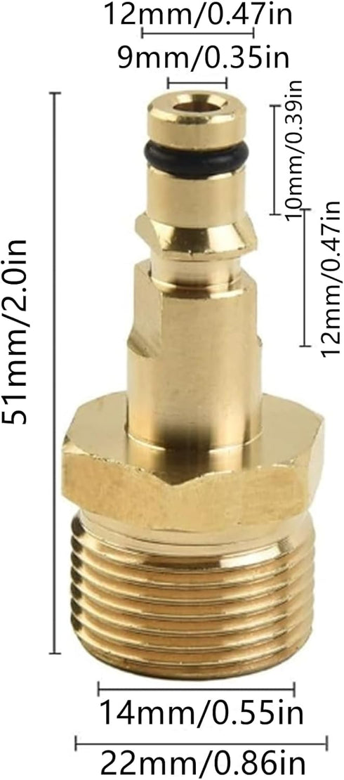 M22 Pressure Washer Plug to Quick Connect Coupler Adapter, Solid Brass Construction Pressure Washer Parts for K Series Spray Nozzle Tips Up to 220...