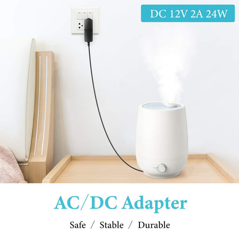 12V 2A Power Supply AC Adapter, Slim Design AC DC Switching Power Supply Adapter (Input 100-240V, Output 12 Volt 2 Amp), Wall Wart Transformer Cha...