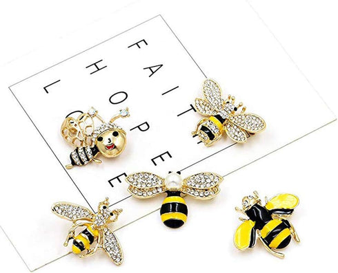 Set of 10 Fashion Enamel Crystal Rhinestones Bee Themed Brooch Pin Jewelry Lapel Pins for Clothes Collar Dress Scarf Bag Decoration...