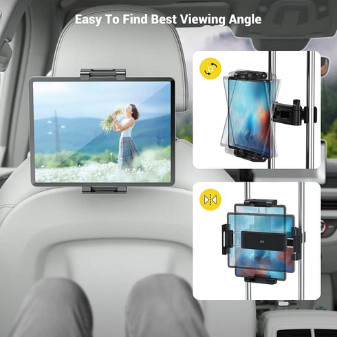 AHK Car Headrest Mount Holder, for iPad Pro/Air/Mini, Tablets, Nintendo Switch, iPhone, Samsung Galaxy/Note, Smartphones, Compatible with 4.5" to ...