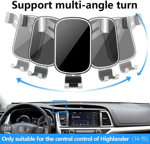 Car Phone Holder for Toyota Highlander 2014 2015 2016 2017 2018 2019 & Highlander Hybrid 2014-19 Auto Interior Accessories Cell Phones Mount Cellp...