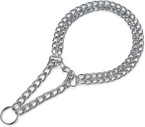 Dog Choker Collar Martingale Collar Training Double Row Chain Heavy Duty Collar for Medium Large Dogs (M-16” (suitable for neck 11-14"))...