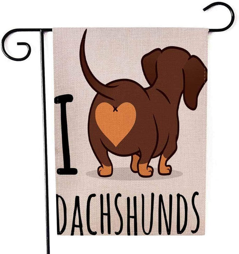 EMMTEEY Dachshund Art Garden Flag Double Sided Burlap Decoration 12.5x18 for Yard Outdoor Decor Garden Flag cute Dachshund Dog Cartoon Isolated on...