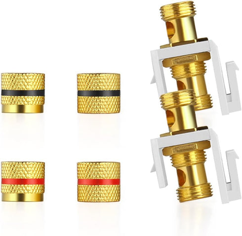 TNP Banana Jack Keystone Insert (Set of 4) - Stereo Speaker Banana Connector Binding Post Snap in Adapter Socket Female Port Inline Coupler for Wa...