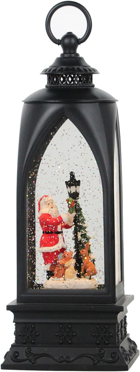Eldnacele 12” Christmas Snow Globe Lantern Snowman with Music & Timer, USB Lined/Battery Operated Lighted Water Glittering Lantern for Christmas F...