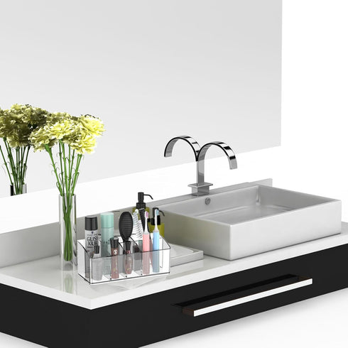 Make Up Organizers and Storage - Small Clear Makeup Storage with 7 Slots for Vanity,Bathroom,Drawer,Cosmetic Display Cases (Clear)...