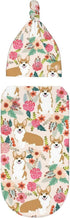 Cute Corgi Dog Baby Stuff Newborn Swaddle Blanket Cartoon Wrap Blanket Soft Stretchy Sleep Sack with Beanie Hat Gifts for Boys Girls Infant...