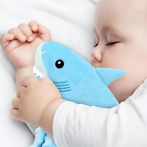 Baby Shark Blanket Security Soft Lovey Plush Sleeping Snuggle Gifts Boy Blue Minky Dot Stuffed Ocean Animal Newborn Nursery Kids Toddler First Bir...