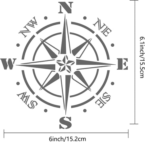 GORGECRAFT 6.3 Inch Metal Compass Rose Stencil Stainless Steel Painting Reusable Template Journal Tool for Painting, Wood Burning, Pyrography and ...