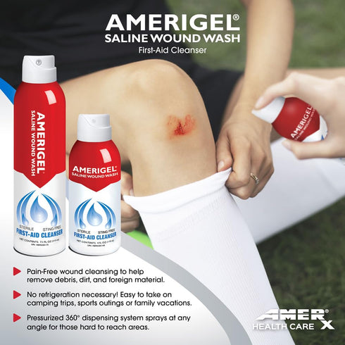 AMERIGEL - Saline Wound Wash - First Aid Cleansing Solution - Advanced Skin and Wound Care - 7.1 Oz....