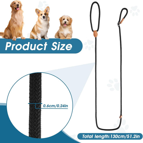 1/4'' Dog Leash Slip Leads Dog Slip Training Leash 4.2FT Black Slip Leash for Dogs Nylon Rope Dog Training Leash Slip Leash for Medium Large Dogs'...
