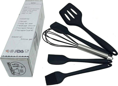 Silicone Cookware, Silicone Spoon 5 pcs, a Set of Kitchen Accessories of 5 pcs., Easy to Clean Silicone Kitchen Utensils, Cookware With Nonstick C...