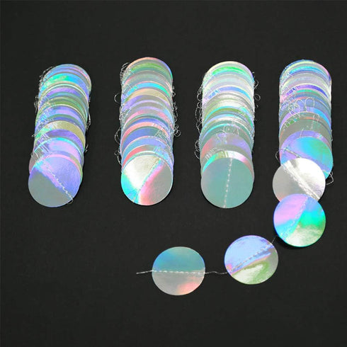 Cheerland Iridescent Party Decorations Holographic Circle Garlands Disco Theme Birthday Decoration Hanging Banner Graduation Decor Ball Streamer N...
