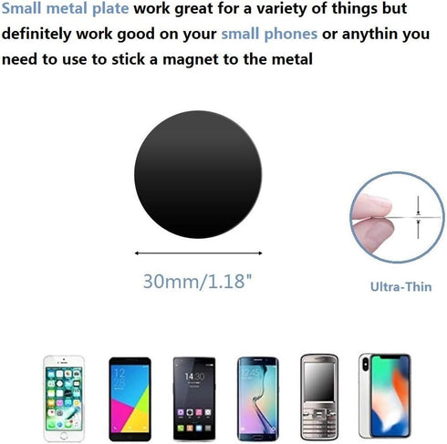 Happy Bell (12 Pack) Mini Mount Metal Plate with Adhesive for Collapsible Grip & Magnetic Phone Car Mount Holder Cradle (Compatible with Magnetic ...