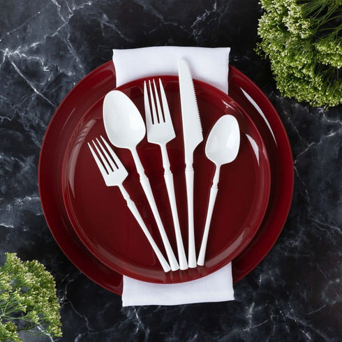Infinity Flatware Disposable White Teaspoons - 32 Count | Posh Premium Plastic Cutlery for Special Occasions...