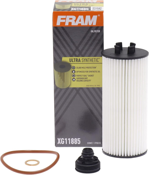 FRAM Ultra Synthetic Automotive Replacement Oil Filter, Designed for Synthetic Oil Changes Lasting up to 20k Miles, XG11885 with SureGrip (Pack of...