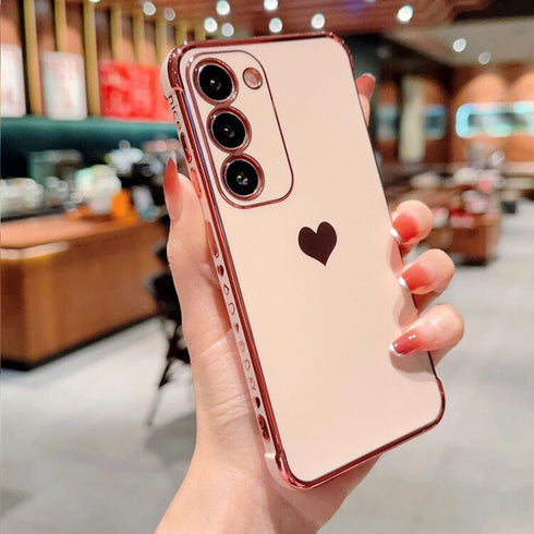 for Samsung Galaxy A15 5G Case for Women Girls, Cute Love Heart Luxury Plating Bumper Full Camera Protection Soft TPU Silicone Shockproof Slim Pro...