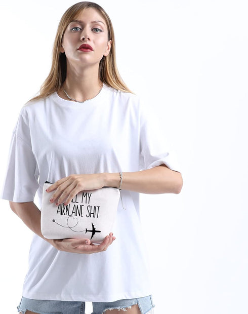 All My Airplane Sh*t Accessory Pouch Traveler Makeup Bag Charger Pouch Flight Attendant Cosmetic Bag (AIRPLANE)......