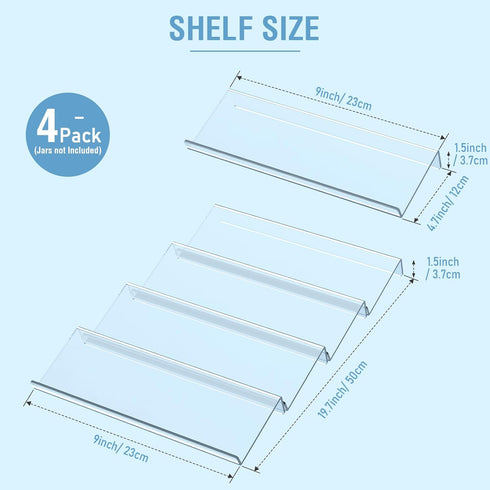 Spice Drawer Organizer 4 Tier, Acrylic Seasoning Organizer Rack, Clear Spice Rack Tray, Kitchen Seasoning Jars Drawers Insert (Jars Not Included/ ...