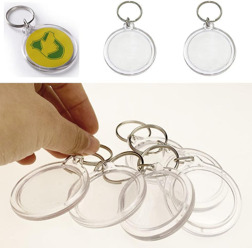 25PCS Clear Acrylic Photo Keychains - Round Blank Insert Photo Picture Frame Split Ring Keychain Snap In - Wallet Friendly Key Ring for Women & Me...