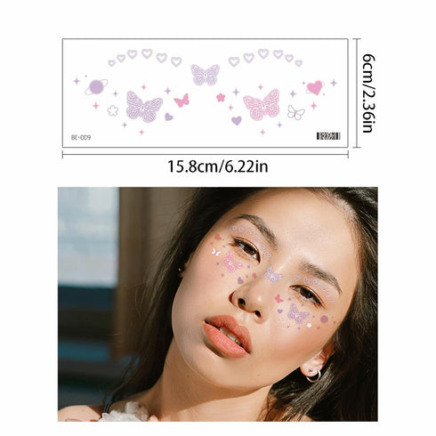 19PCS Cute Temporary Face Tattoos, Fake Freckles Tattoo Sticker, Valentine Heart Tattoo, Butterfly Fake Tattoo, Fairy Temporary Tattoos for Rave A...