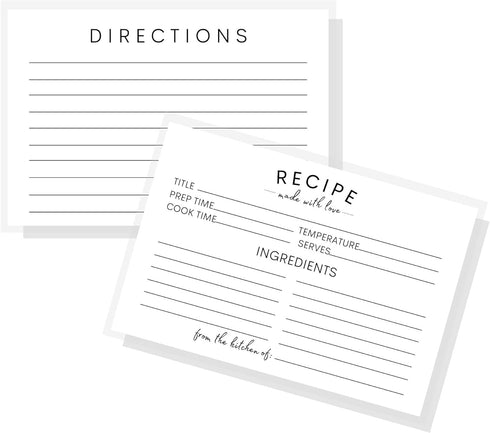 Recipe Instruction Cards | 50 | 4 x 6” inches Postcard Size | Recipe Index Cards for Kitchen Supplies, Recipe Box, Housewarming Gift, Wedding Show...