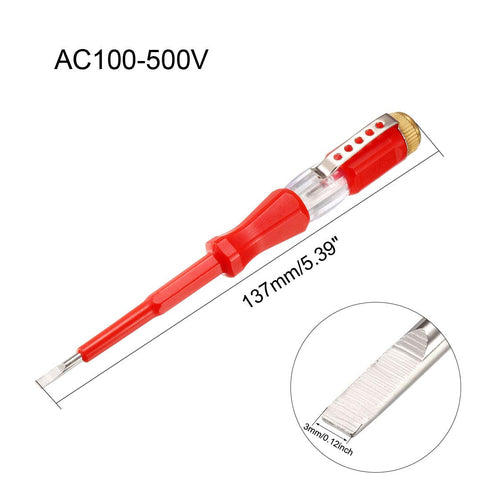 uxcell Voltage Tester AC 100-500V with 3mm Slotted Screwdriver with Clip for Circuit Test, Red, Pack of 2...