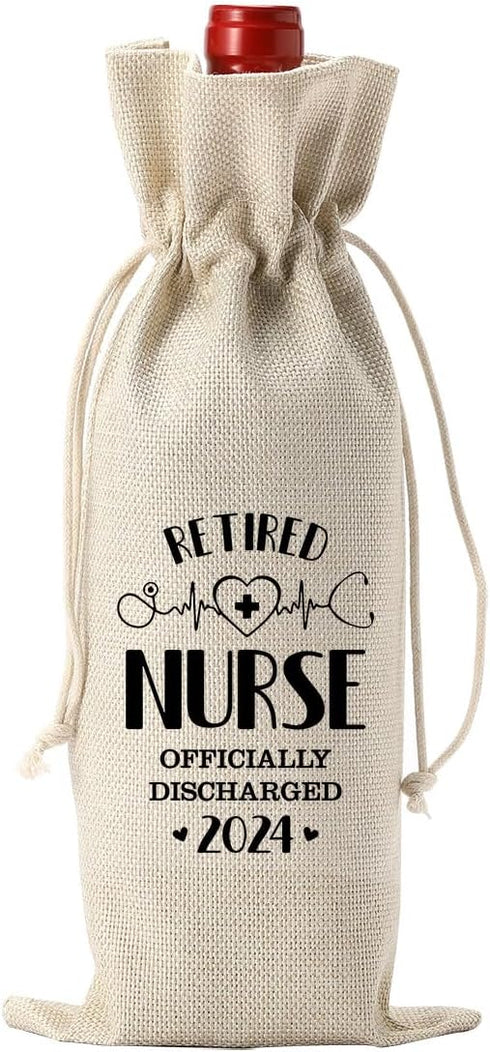 1 Pcs Retired Nurse Wine Bag, 2024 Nurse Retirement Gift Wine Bag, Funny Retirement Gifts for Female Nurse Coworkers Friends...