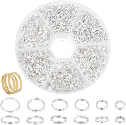 PandaHall Elite 1 Box Iron Split Rings Double Loop Jump Ring Diameter 4-10mm for Jewelry Making Silver...